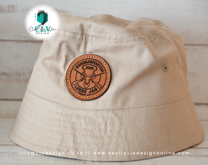 BUCKET HAT WITH LEATHER ENGRAVED PATCH (ADULTS AND KIDS)