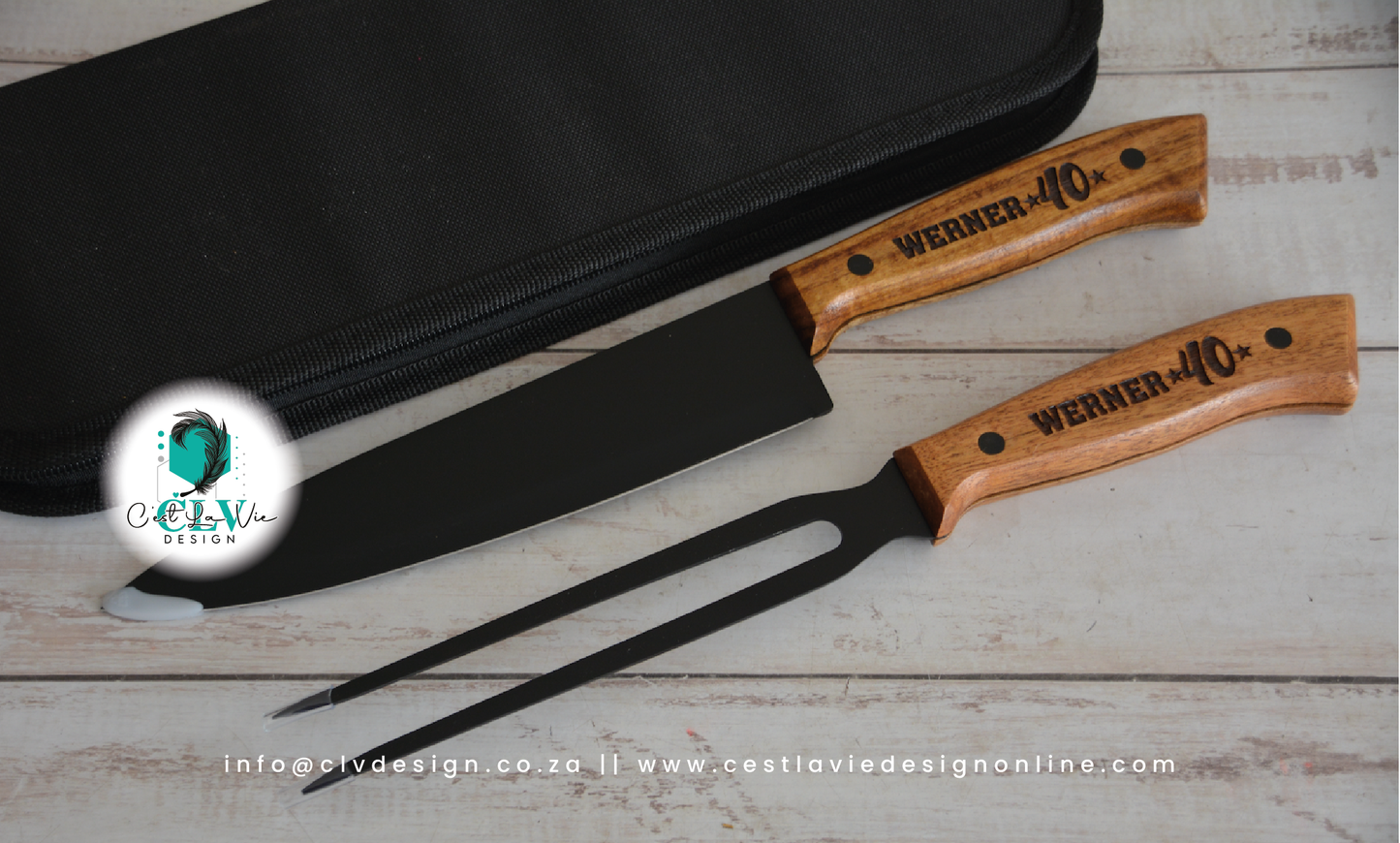 BUTCHERS BLOCK CARVING SET