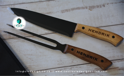 BUTCHERS BLOCK CARVING SET