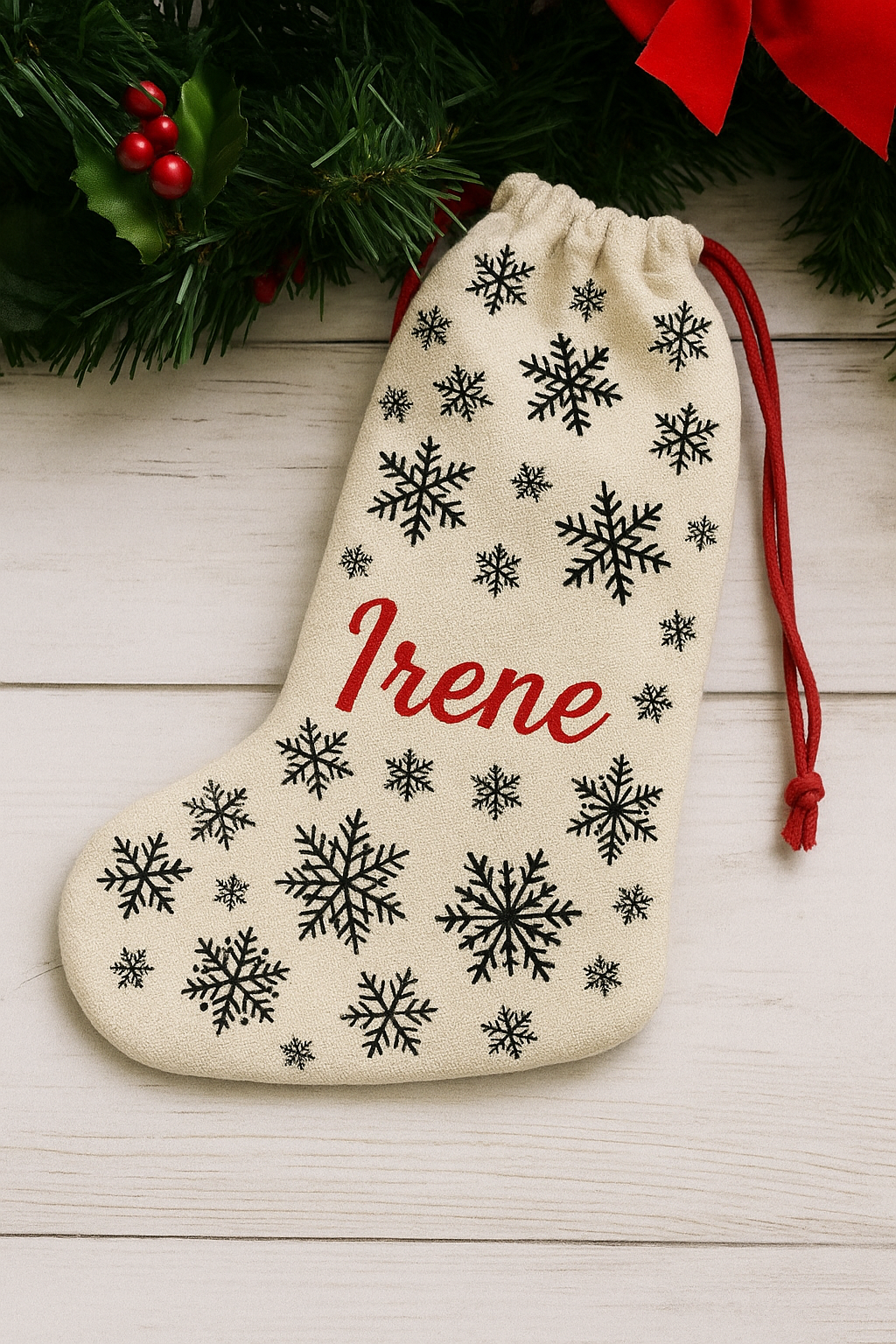 DRAWSTRING CHRISTMAS STOCKING