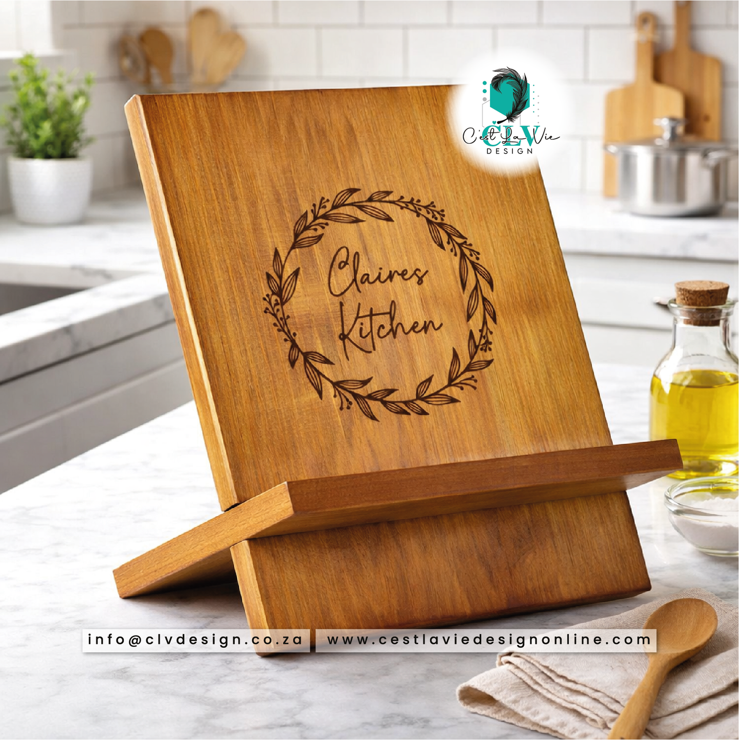 RUSTIC NATURAL WOOD COOKBOOK STAND