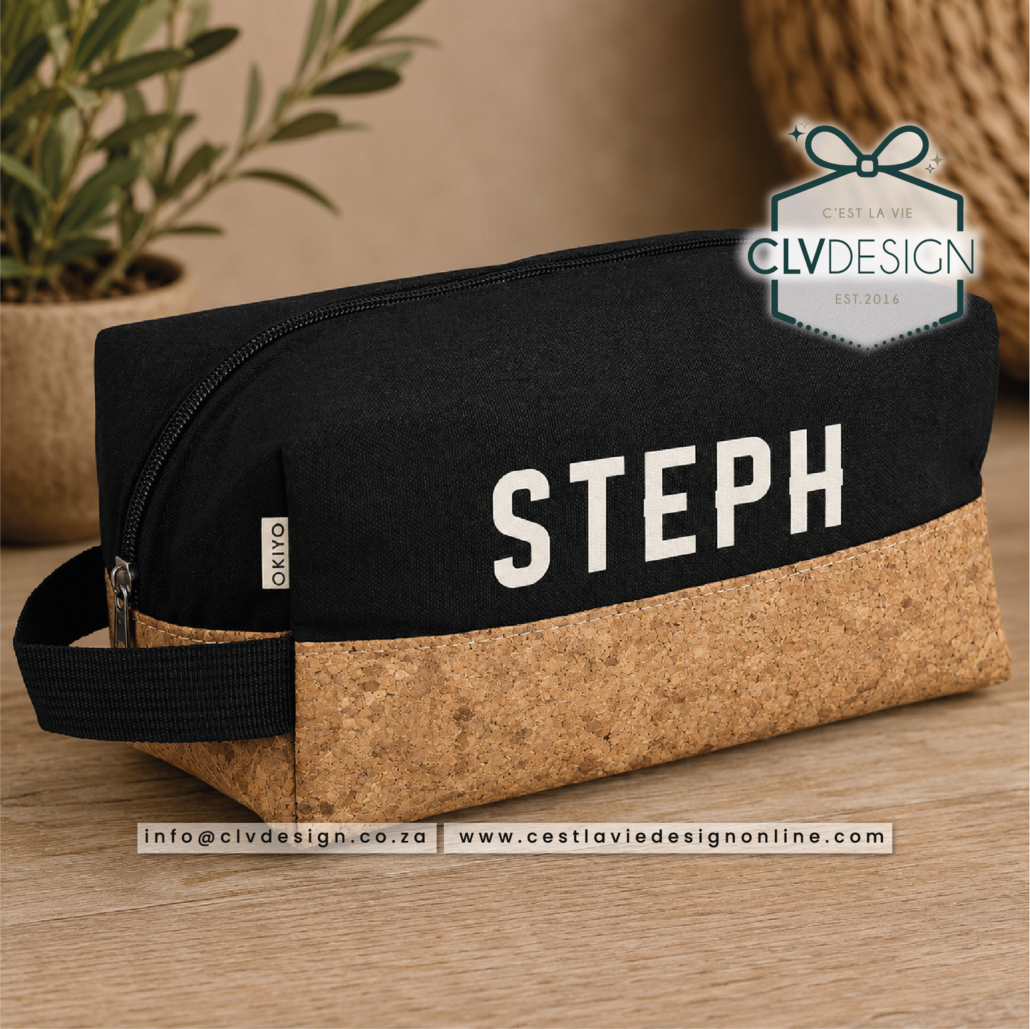 PERSONALISED KORUKU CORK AND COTTON TOILETRY BAG