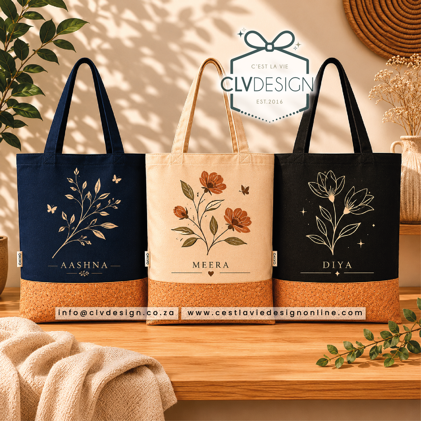 CORK AND COTTON SHOPPER TOTE BAG