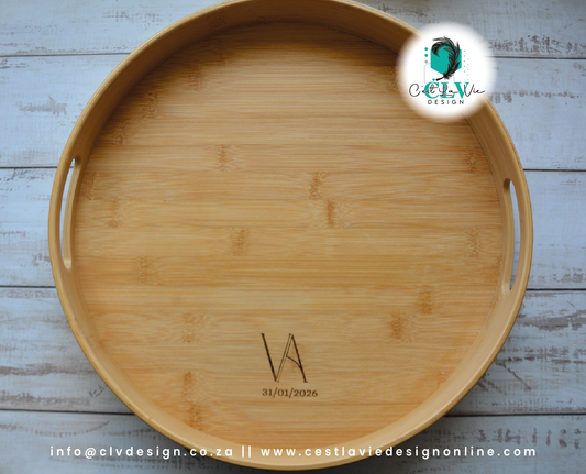 ROUND BAMBOO TRAY WITH CUT OUT HANDLES