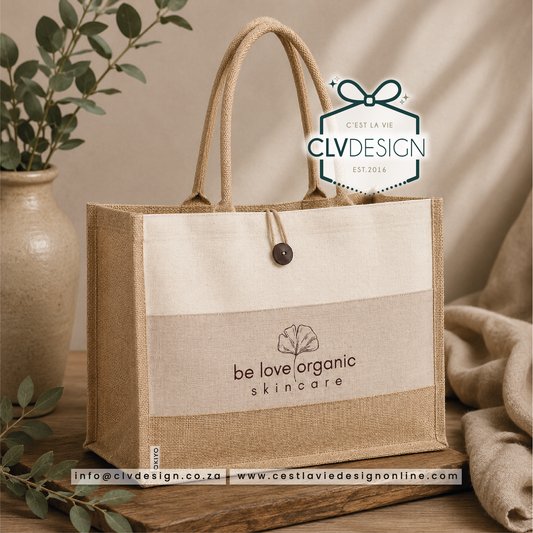 PERSONALISED FUKEI JUTE AND COTTON TOTE BAG