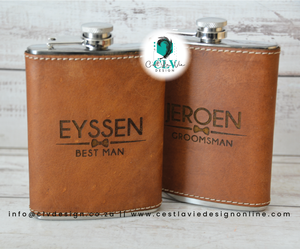 GENUINE LEATHER HIP FLASK COVER AND FLASK