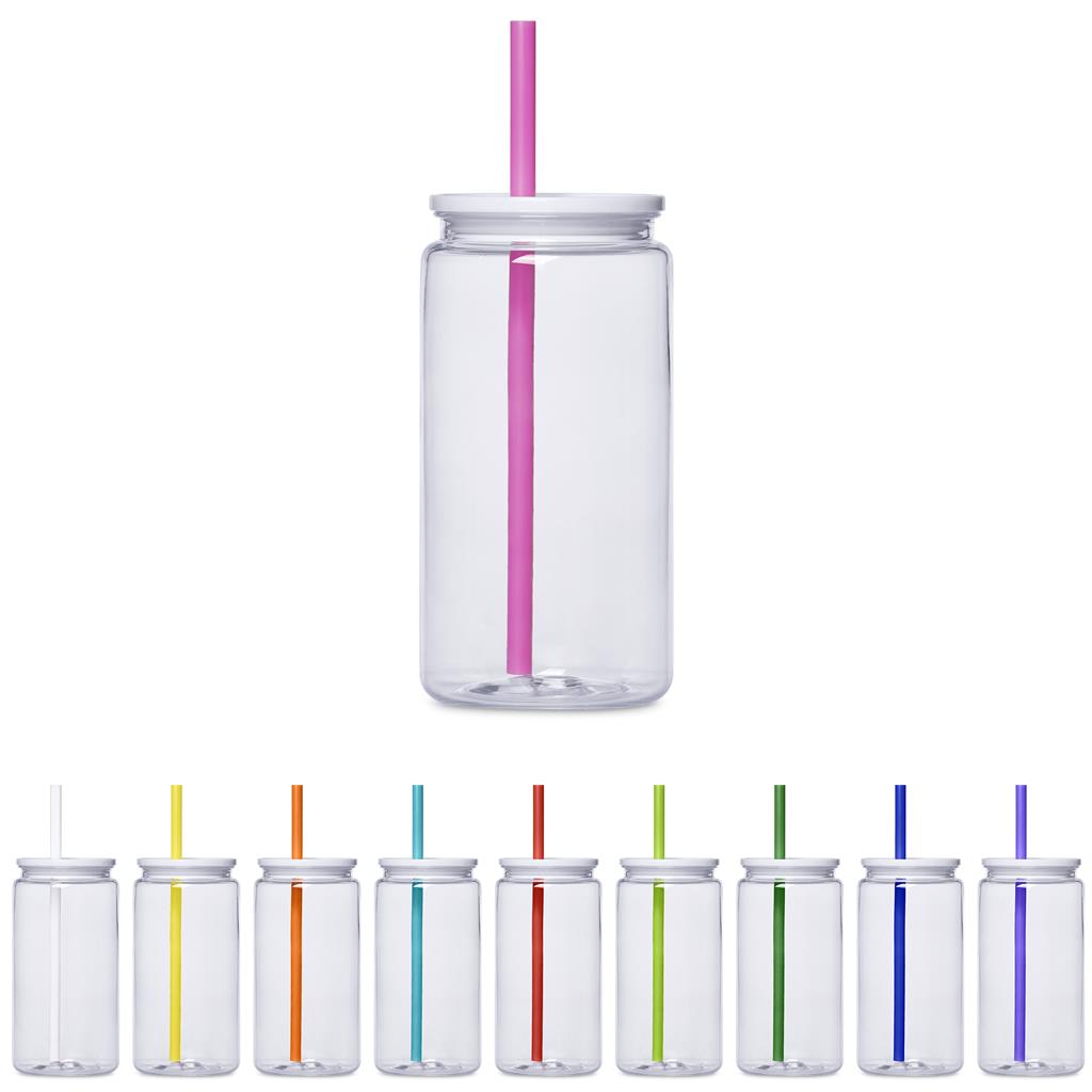 PERSONALISED MINA PLASTIC TUMBLER AND STRAW - 500ML