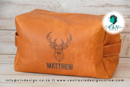 GENUINE LEATHER  BOX TOILETRY BAG