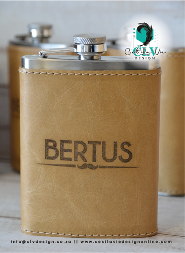 GENUINE LEATHER HIP FLASK COVER AND FLASK