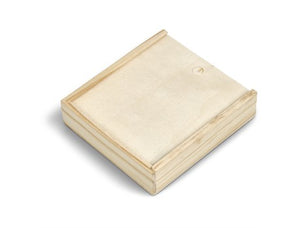 NATURAL WOOD BOX WITH DECK OF CARDS AND DICE