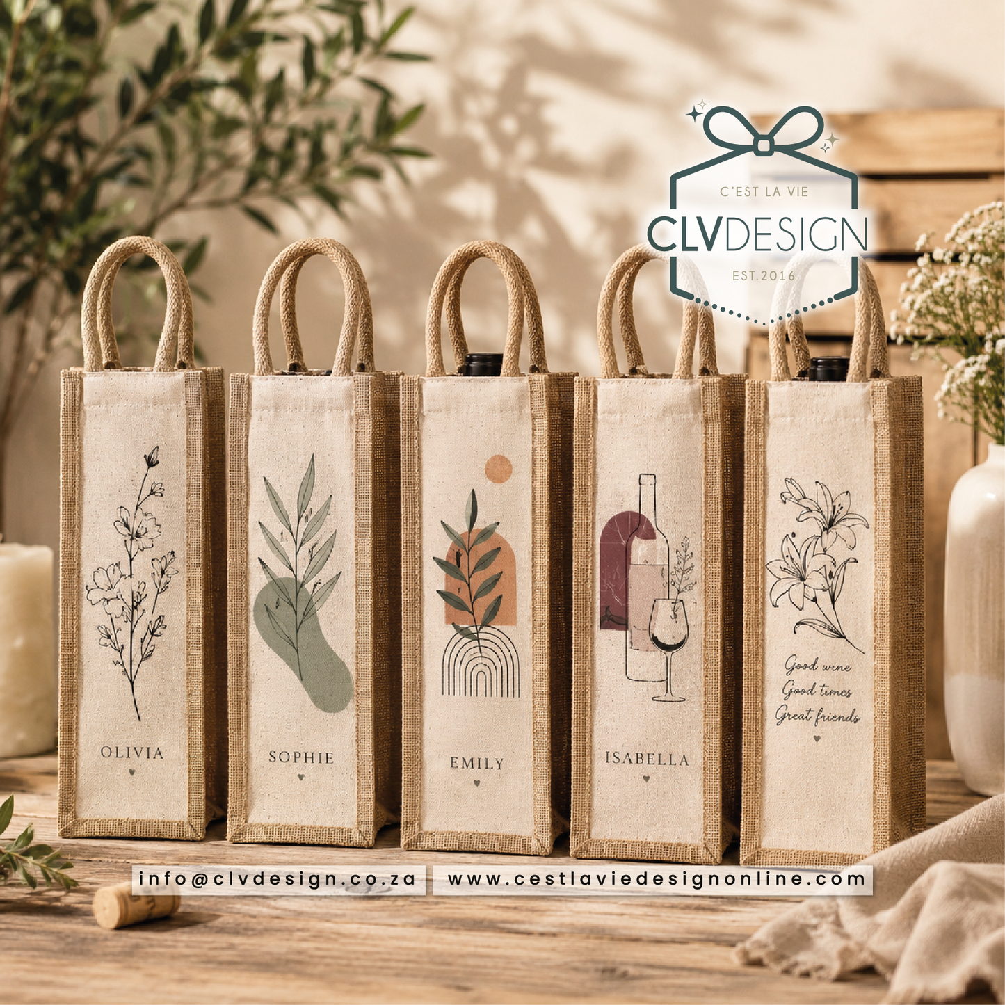 JUTE AND COTTON WINE BAG