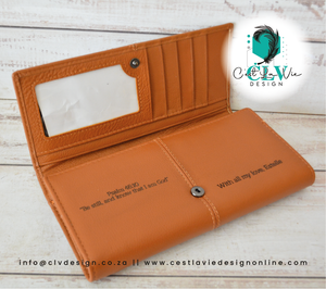 GENUINE LADIES LEATHER WALLET WITHOUT CLIP - TAN COLOR