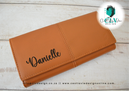 GENUINE LADIES LEATHER WALLET WITHOUT CLIP - TAN COLOR