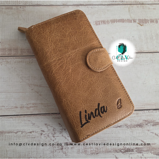 GENIUNE LEATHER LADIES BOOK WALLET (TAN)