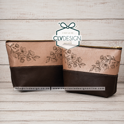 PERSONALISED HALFWAY STITCHED GENUINE LEATHER COSMETIC BAG