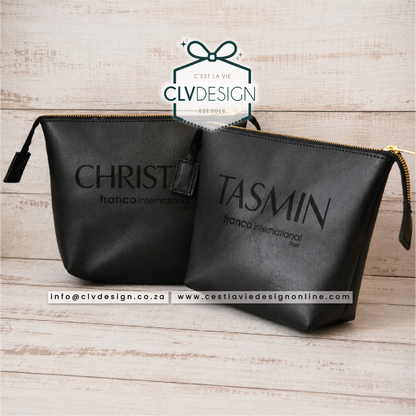 PERSONALISED BASIC GENUINE LEATHER BASIC STYLE COSMETIC BAG