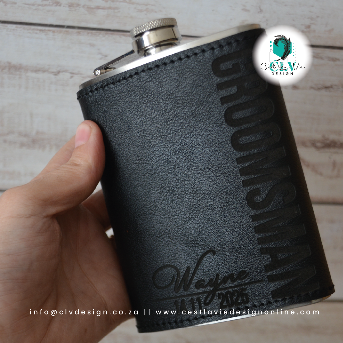 GENUINE LEATHER HIP FLASK COVER AND FLASK
