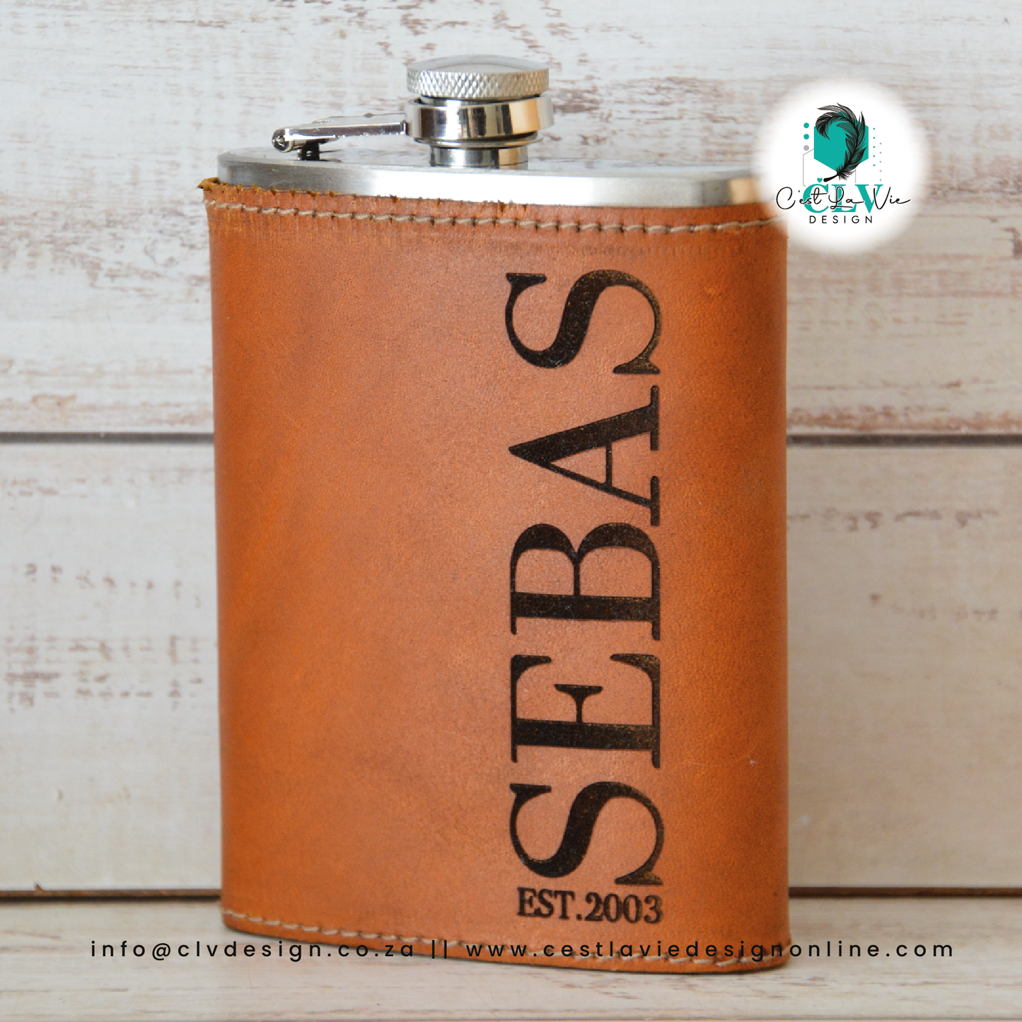 GENUINE LEATHER HIP FLASK COVER AND FLASK