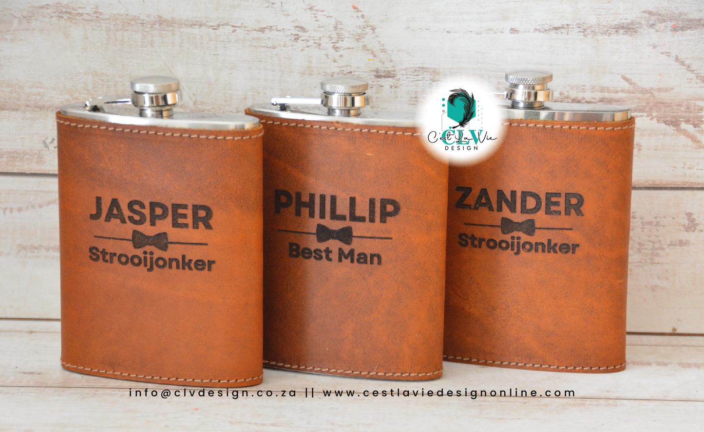 GENUINE LEATHER HIP FLASK COVER AND FLASK