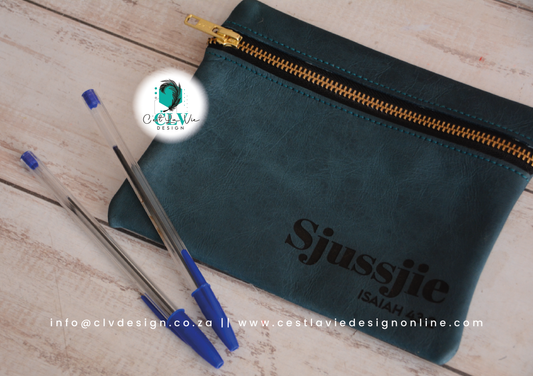 BASIC ONE COLOR GENUINE LEATHER PENCIL BAG