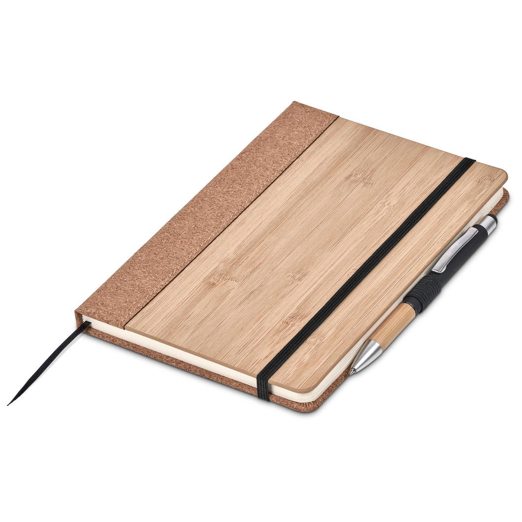 BAMBOO AND CORK NOTEBOOK WITH PEN
