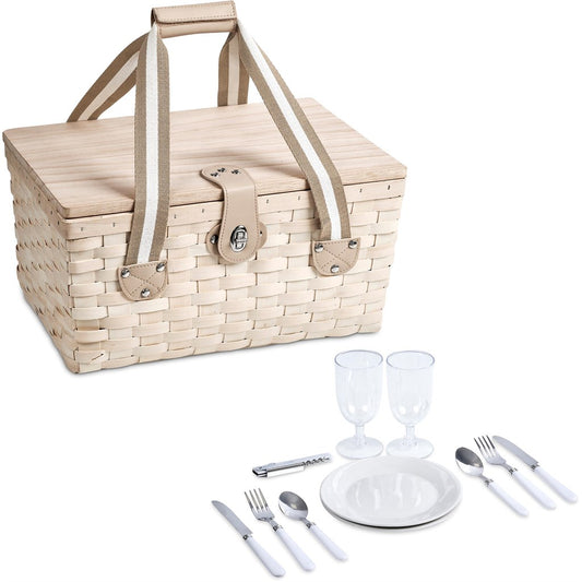 WOODEN PICNIC BASKET (2 PERSON)