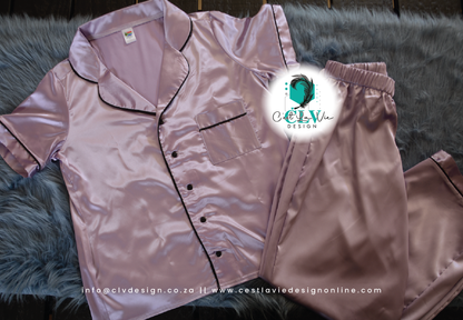 SATIN PIPED SLEEP SETS (ADULT)