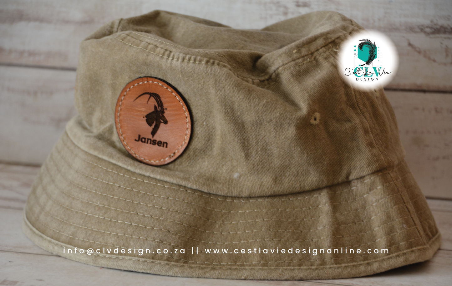 BUCKET HAT WITH LEATHER ENGRAVED PATCH (ADULTS AND KIDS)