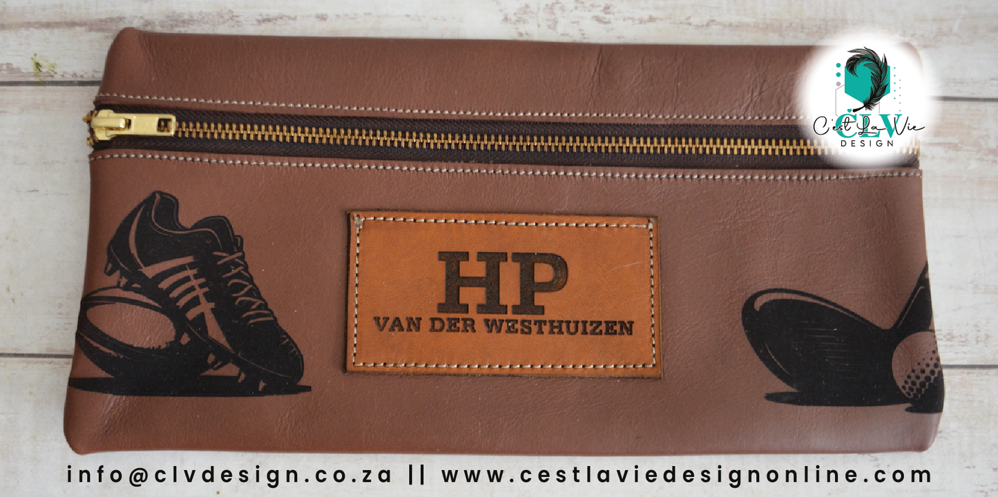 BASIC ONE COLOR GENUINE LEATHER PENCIL WITH PATCH BAG