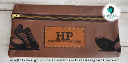 BASIC ONE COLOR GENUINE LEATHER PENCIL WITH PATCH BAG