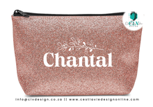 Load image into Gallery viewer, SPARKLE ROSE GOLD COSMETIC BAG
