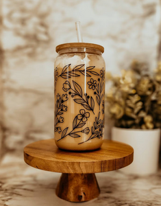 GLASS DRINKING BOTTLES WITH BAMBOO LID