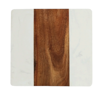 MARBLE AND ACACIA WOOD CUTTING BOARD (DIFFERENT SHAPES)