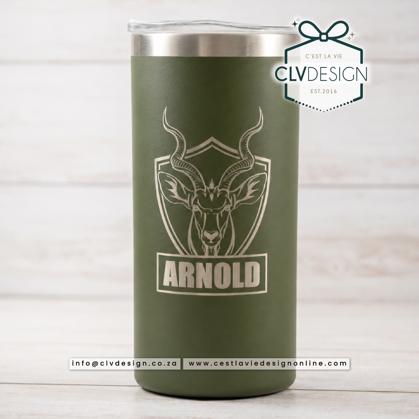 PERSONALISED SKINNY STEEL STRAIGHT TUMBLER 440ML (ENGRAVED)