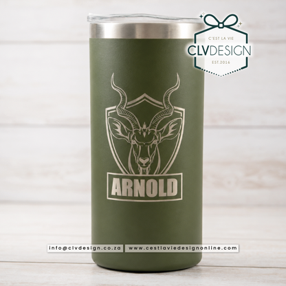 PERSONALISED SKINNY STEEL STRAIGHT TUMBLER 440ML (ENGRAVED)