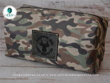 Load image into Gallery viewer, PRINTED TOILETRY BAG WITH LEATHER PATCH