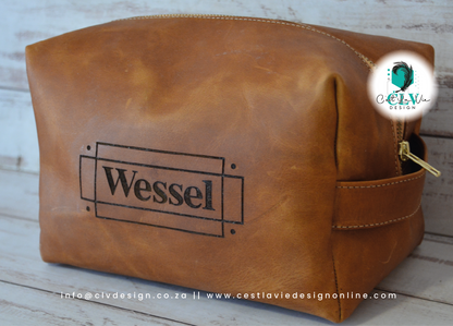 GENUINE LEATHER  BOX TOILETRY BAG