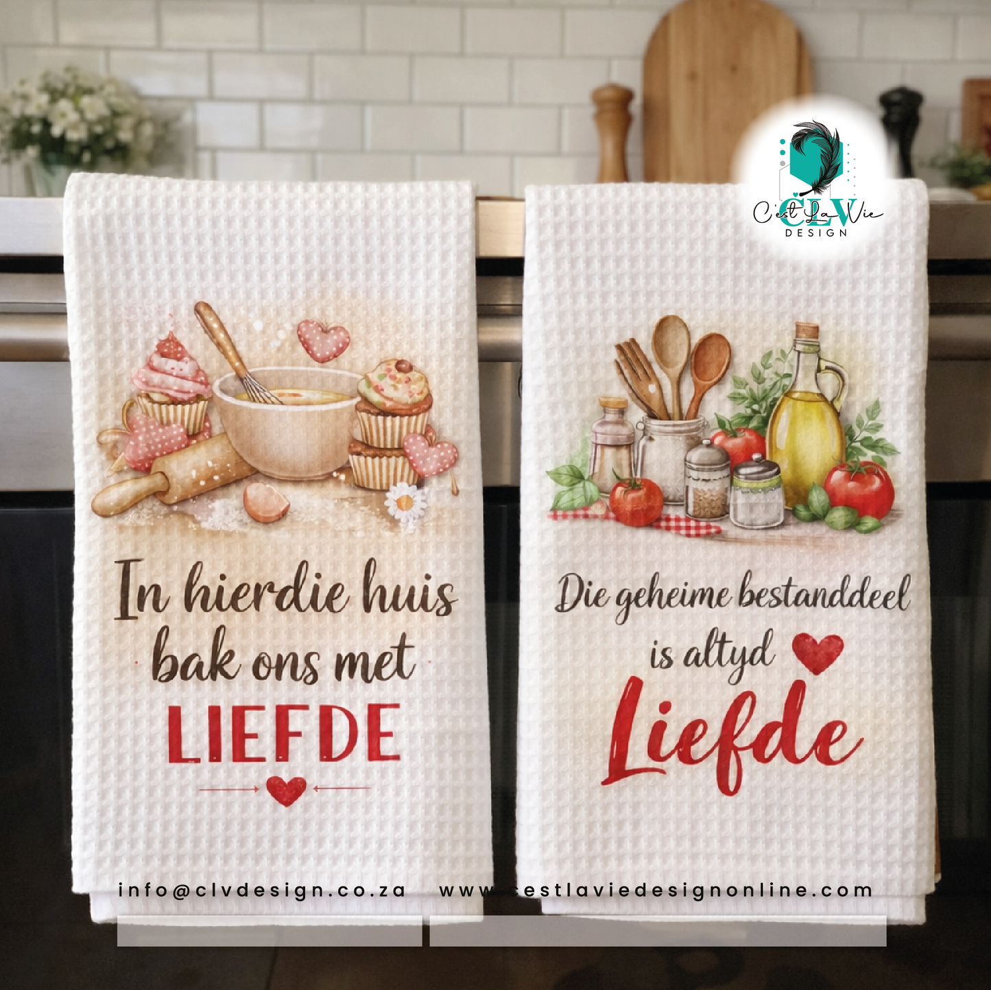 PRINTED KITCHEN WAFFLE TOWEL