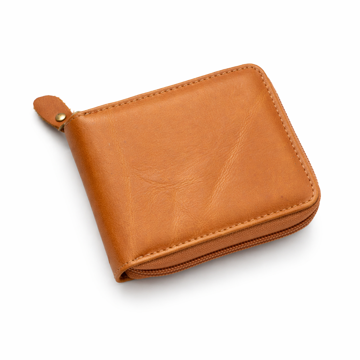 GENUINE LEATHER  ZIP AROUND CAMEL MOUNTAIN WALLET