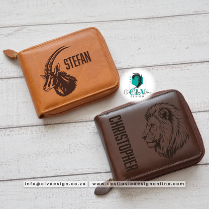 GENUINE LEATHER  ZIP AROUND CAMEL MOUNTAIN WALLET