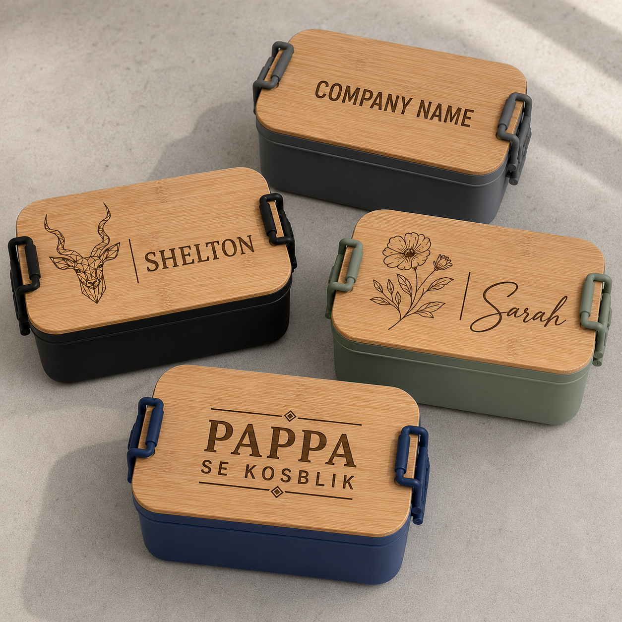 PERSONALISED URBAN TERRAIN DOUBLE LAYER LUNCH BOX SET