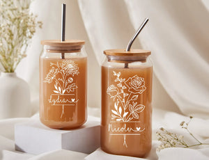 GLASS DRINKING BOTTLES WITH BAMBOO LID