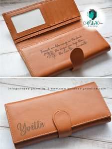 GENUINE LADIES LEATHER WALLET WITH CLIP - TAN COLOR