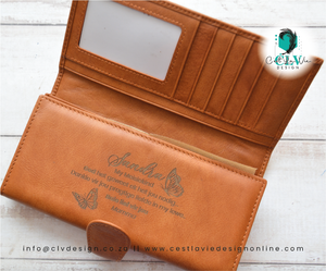 GENUINE LADIES LEATHER WALLET WITH CLIP - TAN COLOR
