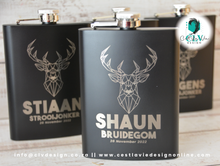 Load image into Gallery viewer, PERSONALISED MATTE BLACK HIP FLASK