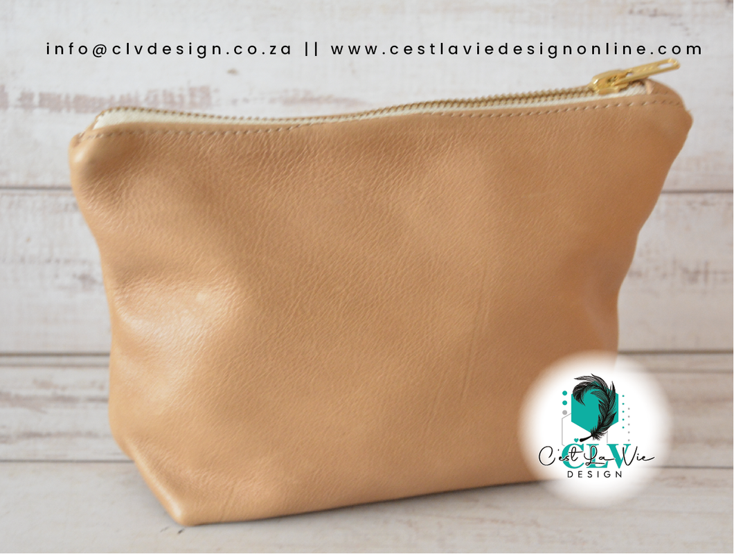 GENUINE LEATHER BASIC STYLE COSMETIC BAG
