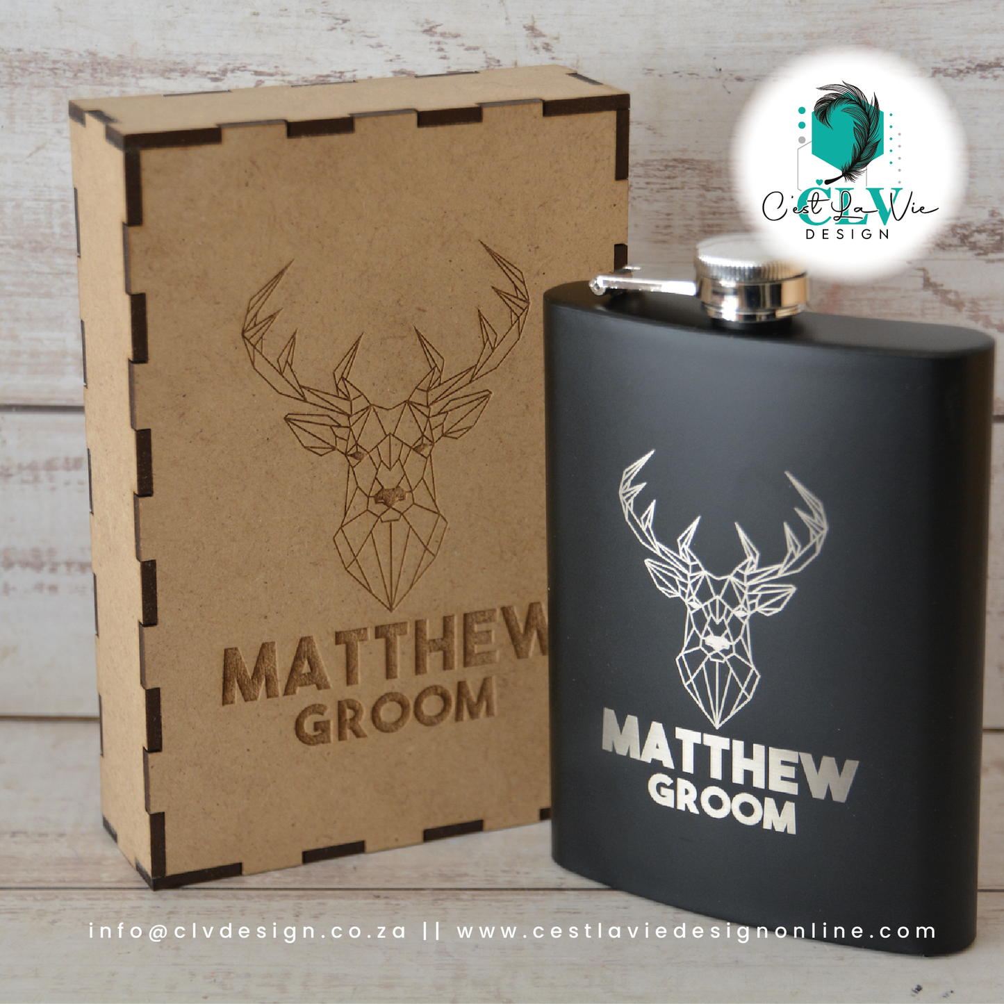 PERSONALISED MATTE BLACK HIP FLASK