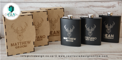 PERSONALISED MATTE BLACK HIP FLASK