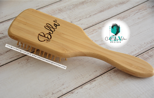 BAMBOO PADDLE BRUSH WITH ENGRAVING