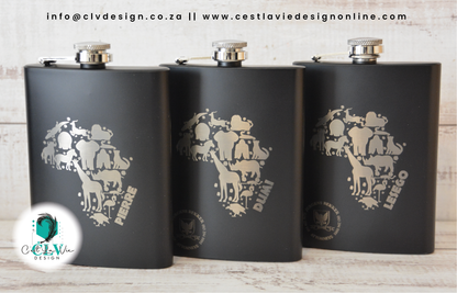 PERSONALISED MATTE BLACK HIP FLASK